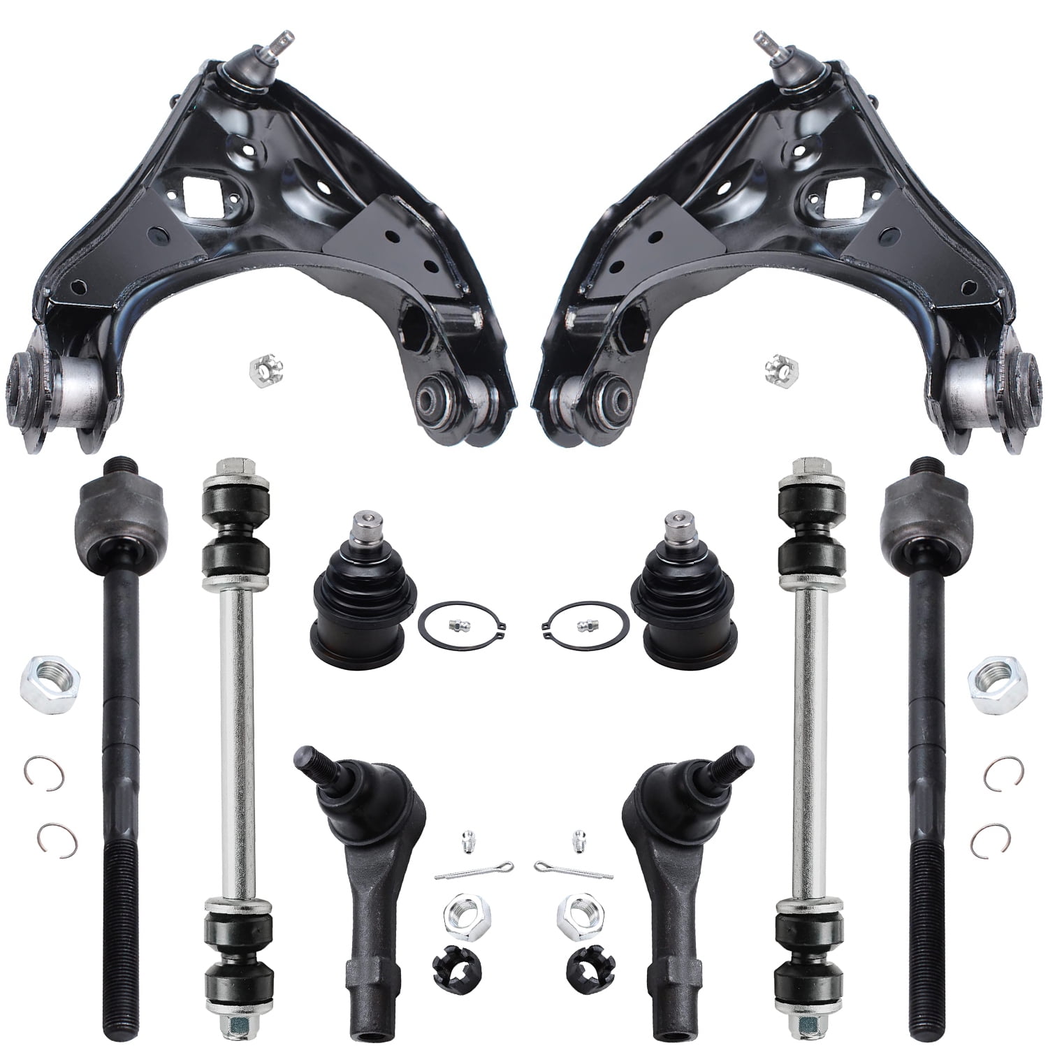 Detroit Axle - 12PC Front Upper Control Arm 1-Piece Design w/Lower