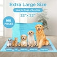 thumbnail image 5 of Super Absorbent Waterproof Dog and Puppy Pet Training Pad, Housebreaking Pet Pad, 100-Count Small-Size, 22x22, Blue, 5 of 11