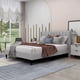 thumbnail image 2 of Queen Upholstered Platform Bed Frame with Headboard, Mattress Foundation, Wood Slat Support, Quiet, no Box Spring Needed My Lux Decor Round, 2 of 12