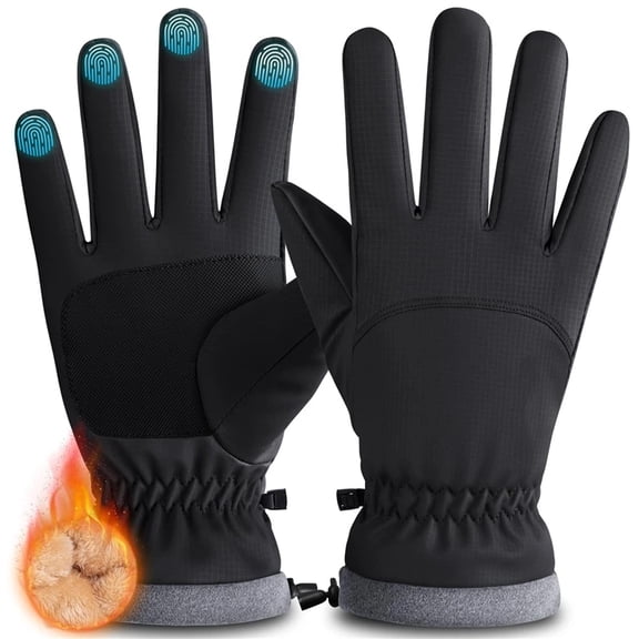 Waterproof Warm Gloves Women Men with Touchscreen Fingers, Ski Snow Windproof for Cold Weather Thermal, for Running Hiking Driving Cycling Outdoor （black,26.5*11cm）