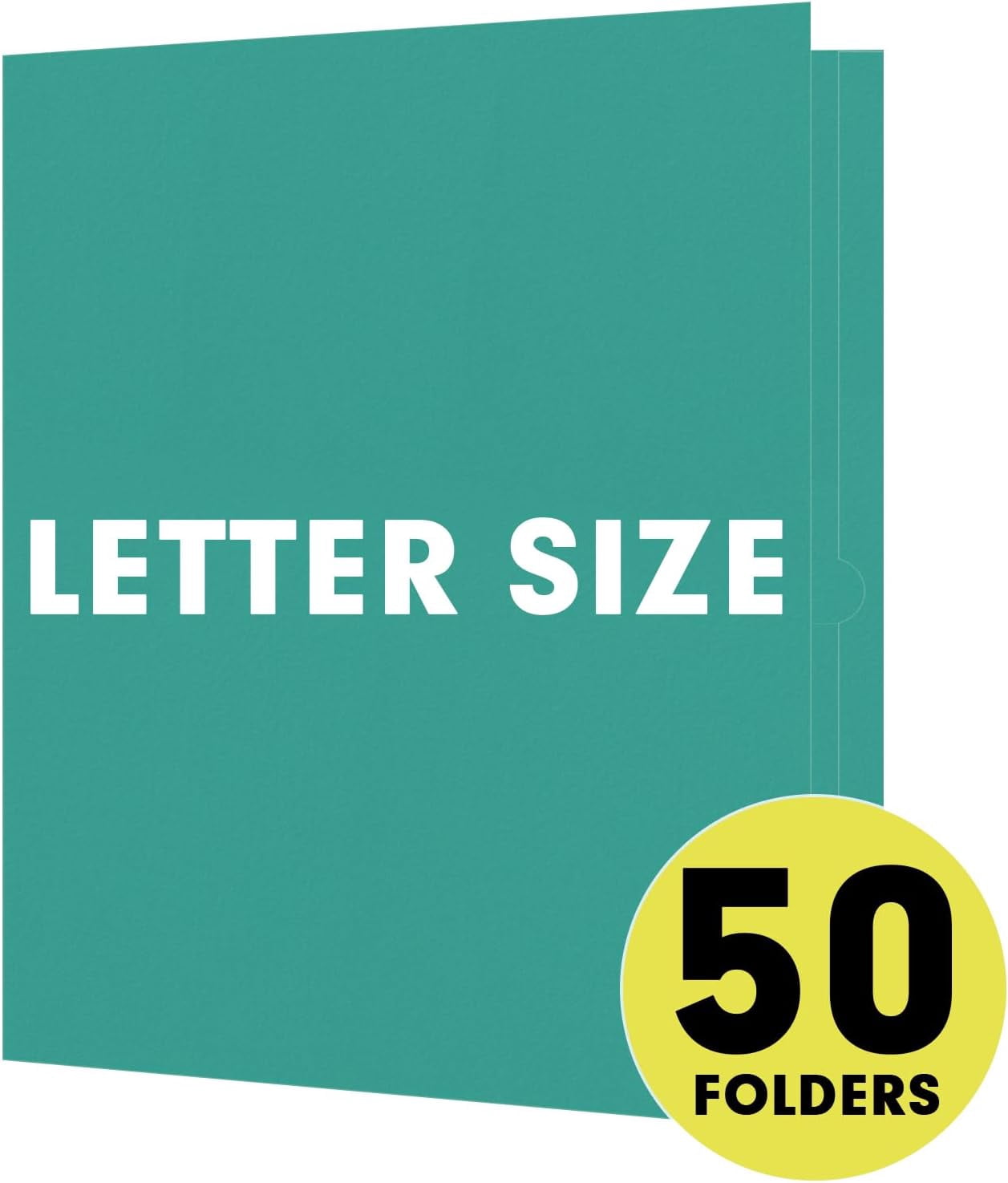 Two Pocket Folders, 50 Pack 2 Pocket Folders Fit Letter Size Paper, Paper Folders with Pockets for School Office Business Home, Turquoise