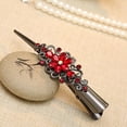 thumbnail image 2 of Pinzas de pelo de cristal de metal Hugo Duckbill Rhinestone Rojo, 2 of 7