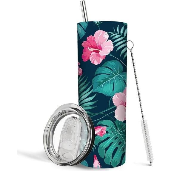 Floral Tumbler with Lid and Straw, Floral Travel Mug, Floral Mugs for Women, Cute Tumblers for Women, Flower Water Bottle, Rose Tumbler, 20oz Insulated Flower Tumbler