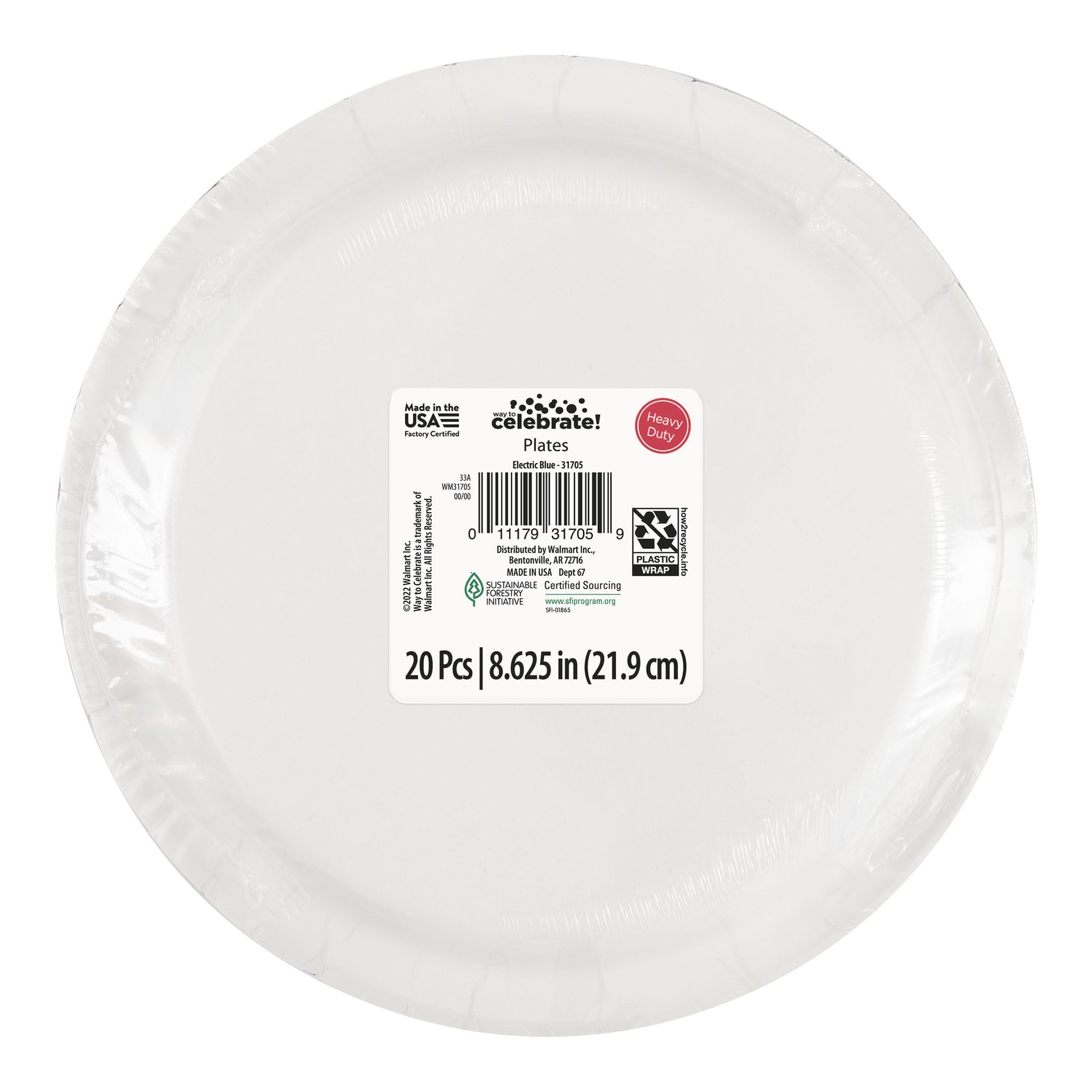 (2 pack) Disposable Paper Plates, 9", Electric Blue, 20 Count, by Way To Celebrate