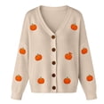 thumbnail image 4 of Women's Pumpkin Knit Cardigan, Long Sleeve Open Front Knitted Sweater, Fall Outwear Coat Tops, Kawaii Y2K Cute Funny Button Sweaters Fall Winter Causal Coat Cozy Loungewear, 4 of 4
