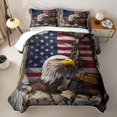 thumbnail image 2 of Manfei Jungle Bald Eagle Twin Quilt Set,Retro Us Flag Twin Coverlet Set,Black Red,2pcs, 2 of 7