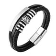 thumbnail image 1 of Fiudx Pulsera de Cuero, Elegante Accesorio de Acero Inoxidable de Piel de Vaca, Diseño Duradero de Acero de Titanio, 8,6 Pulgadas de Largo, Regalo Perfecto para Él, Recuerdo para Recuerdos Especiales, 1 of 2