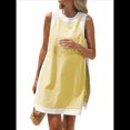 thumbnail image 3 of Conjuntos de 2 Piezas para Mujer: Jersey Informal de Cuello Redondo Sin Mangas con Bloques de Color y Pantalones Cortos A Juego con Bolsillos Amarillo XXL, 3 of 10