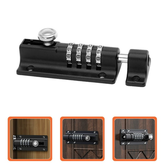 Topbathy Keyless Combination Door Lock Black Sliding Bolt Lock for Home Gate and Wooden Door