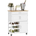 thumbnail image 1 of HOMCOM Kitchen Island on Wheels with Drawer, 9-bottle Wine Rack, White, 1 of 10
