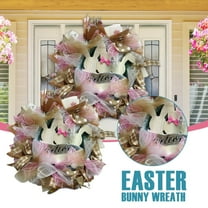 Holloyiver Easter Wreaths for Front Door, Easter Bunny Door Wreaths, Bunny Decorations For Home, Easter Reef Decor Welcome Spring Outdoor Garland Farmhouse Flower Floral Rabbit