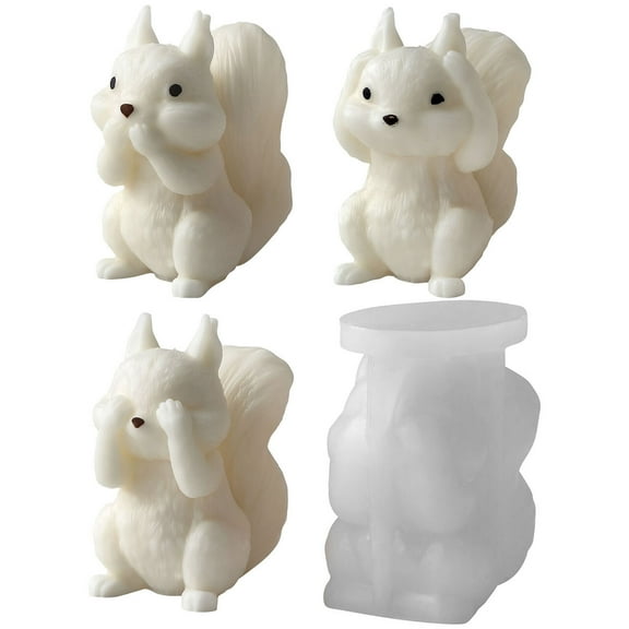 2pcs Squirrel Gypsum Ornament Silicone Molds Animal Resin Molds DIY Cute Squirrel Crafts Aromatherapy Candle Molds Gift Wedding Party Home Dinner Festive Days Car Decoration