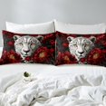 thumbnail image 3 of Erosebridal Housse de Couette Afro Safari Guépard Grand Lit, Ensembles de Literie Faune Animale de la Jungle et de la Forêt Format Grand Lit, Déco Fleurs Rouges 3 Pcs (Sans Couette), 3 of 7