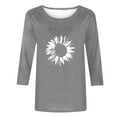 thumbnail image 4 of Charella Women's Floral Printed Tops Crewneck 3/4 Length Sleeve Tshirts Casual Loose Fit Sunflower Graphic Tee (S, Gray 2), 4 of 4