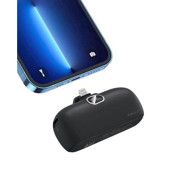 Kuulaa Portable Charger 5000mAh with Built-in Lightning Cable, Mini Fast Charging Power Bank Compatible for iPhone 14/13/12/11/X/8