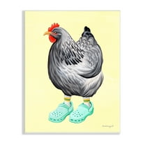 Stupell Industries Chicken Hen Vibrant Rubber Clogs Farm Animal Graphic Art Unframed Art Print Wall Art, Design by Amelie Legault