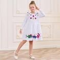thumbnail image 5 of Vividxx Girls Dresses Floral Embroidery Long Sleeve Party Dress Elegant Ruffled Formal Gown Kids Clothes 6 Years, 5 of 7