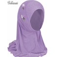 thumbnail image 4 of BOHOWAII Kids Girls Muslim Instant Hijab Ready To Wear Islamic Shawls Turban with Flowers Scarfs Jersey Head Wrap (2-7 Y), 4 of 4