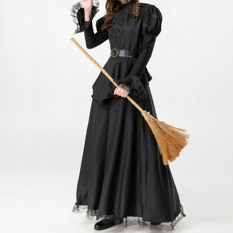 Taqqpue Women's Steampunk Gothic Dress Belt Court Style Gothic Witch Dress  Bubble Sleeve Black Vintage Dress Medieval Renaissance Ball Gown Costumes  Goth Cocktail Party Dress - Walmart.com