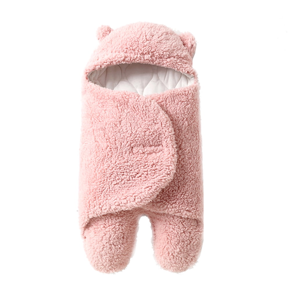 Gecheer Soft Plush Baby Swaddle Blanket Sleep Sack with Feet M Size for