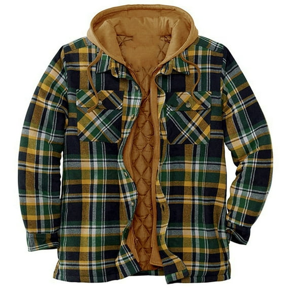 Men's Flannel Shirt Coat Quilted with Polyfill Insulated