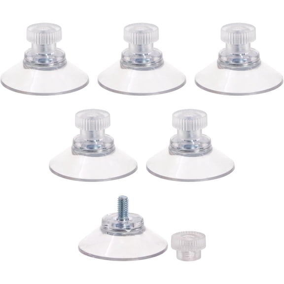 6 Pcs Clear Suction Cups with M4 Threaded Stud (30mm Diameter), Heavy Duty PVC Plastic Sucker Pads for Bathroom, Kitchen, and Home Decor