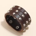 thumbnail image 3 of Hommes Bracelet Clouté Rivet Mode Poignet en Faux Cuir Bracelet Punk Bracelet, 3 of 10