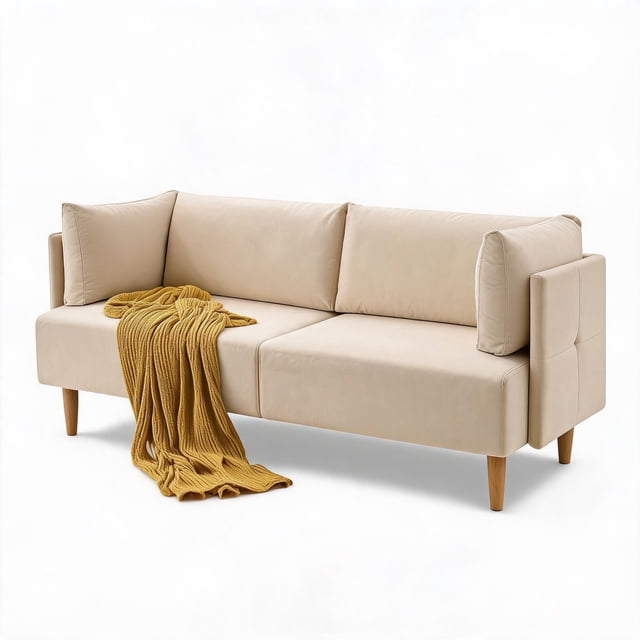 Sofá de 2 Plazas de 76 Pulgadas – Moderno – Terciopelo – Asiento Profundo – 2 Apoyabrazos Incluidos – Cómodo – Sala de Estar