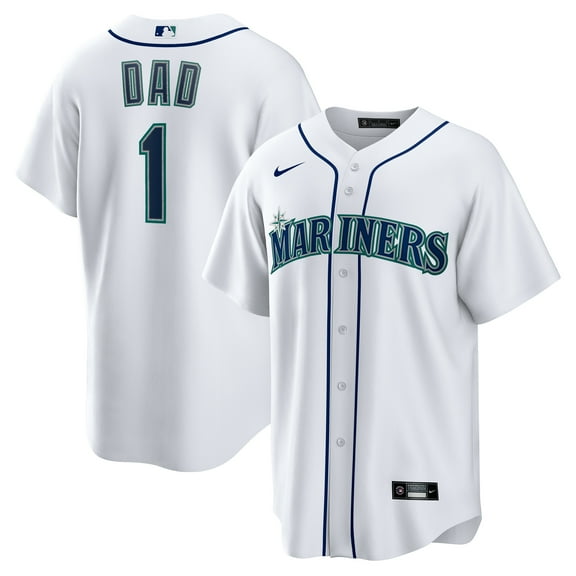 Men's-Nike  White Seattle Mariners #1 Dad Home Replica Jersey