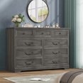 thumbnail image 6 of Farmhouse 9 Drawers Dresser, Wide Chest of Drawers for Bedroom, Large Storage Closet Organizer with Vintage Metal Handle, Wooden Dresser TV Stand for Living Room,Vintage Gray, 6 of 11