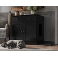 thumbnail image 2 of Palace Imports 100% Solid Wood Ziva 2-Door Cat Litter Box Enclosure with 2-Drawers and Litter Catch, Black, 2 of 6