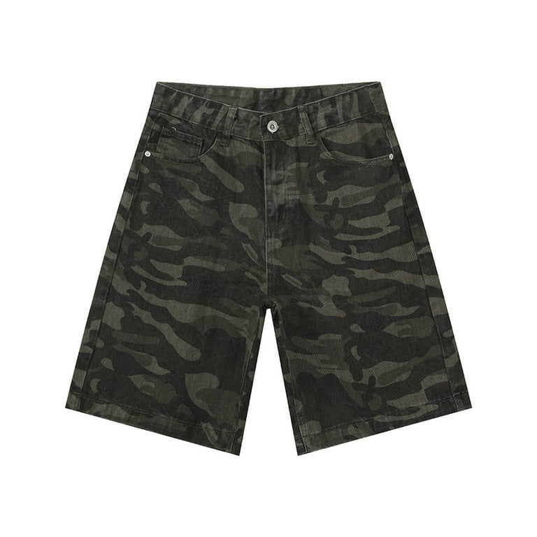 Mens Denim Shorts Elastic Waist Jorts Sportswear Hip Hop
