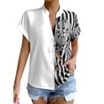 thumbnail image 2 of Gvmfive Women Casual Patchwork Short Sleeve Button Down Tops Shirts Blouse, 2 of 3