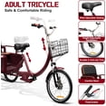 thumbnail image 4 of Akaber Adult Tricycle, 20 Inch 3-Wheel Bikes for Women Carrying Passengers and Cargo, Trike for Adults, Low Step-Through Cruiser Bike for Cycling, Outing, Picnic, 4 of 9