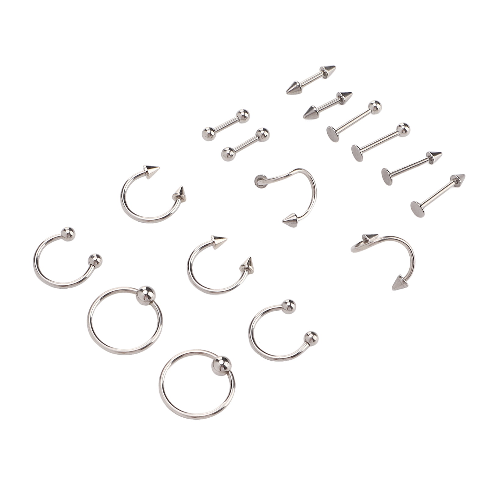 Nose Rings Nose Studs Set Stainless Steel Exquisite Different Shapes Safe Smoothing Polished