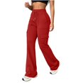 thumbnail image 2 of Endives Women's Cargo Pants High Waist Flare Pants Casual Trousers with Multi Pockets Elastic Drawstring Waist Solid Color Work Pants for Women, 2 of 6