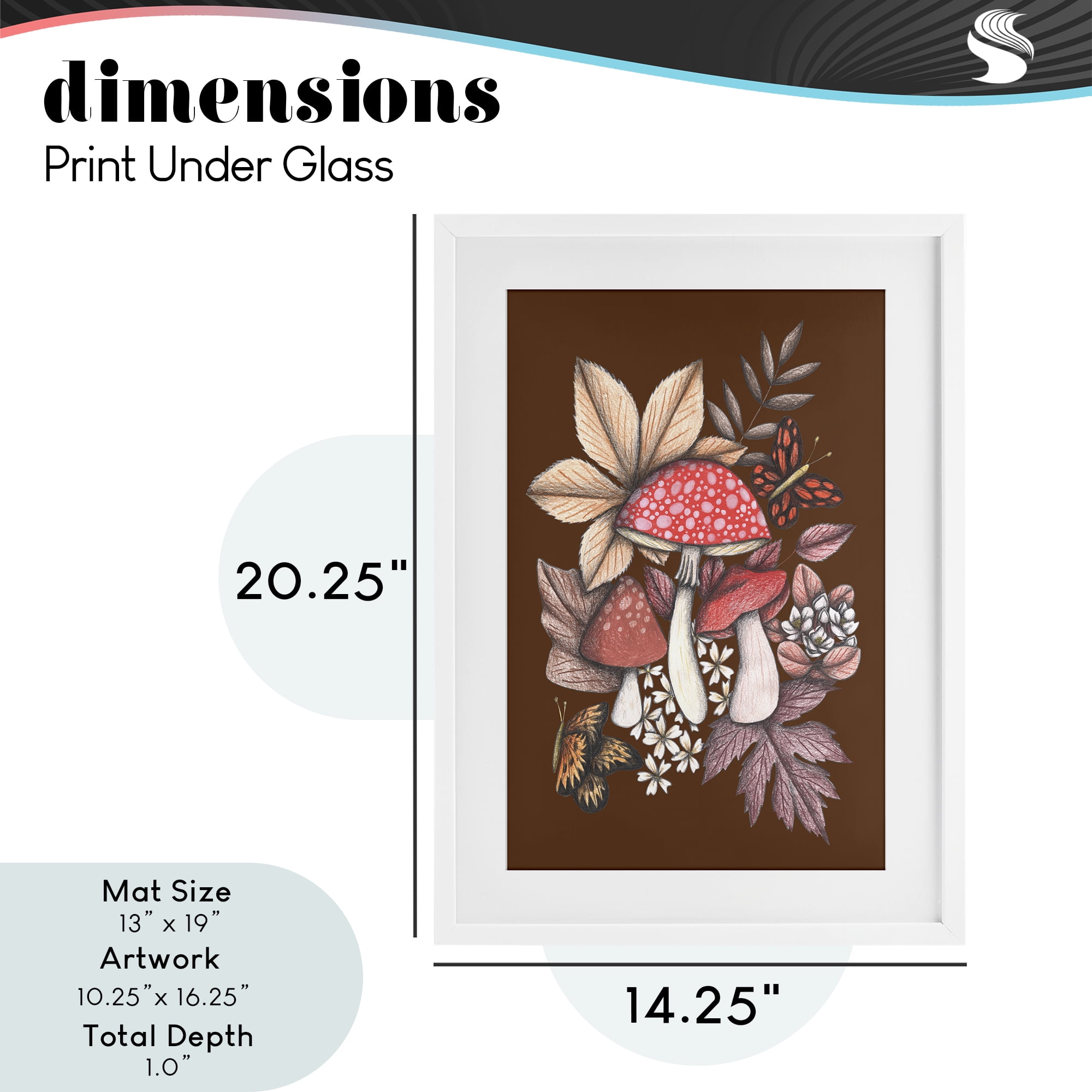 Autumnal Mushrooms Magic White Framed Print Under Glass, design by Cecilia Battaini