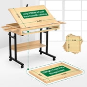 QDKGH Wooden Puzzle Table with Drawers for 1500 Piece Puzzles Adjustable Height Felt Surface Lockable Wheels 1 Pack 33.8x 25.55 Inch