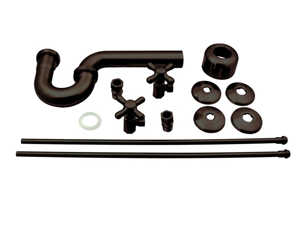 Oil Rubbed Bronze Westbrass Traditional Pedestal Lavatory Kit with Cross Handles D1838L-12