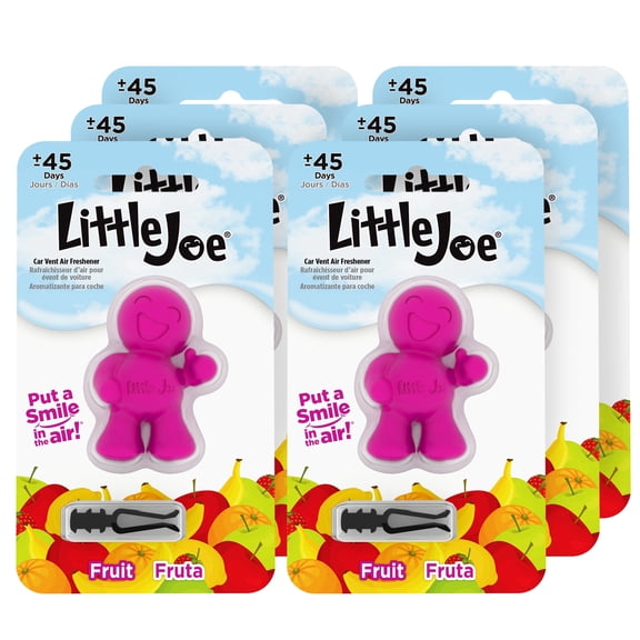Little Joe 96404-6PK Fruit Scent, Car Air Freshener, Clips to A/C Air Vent, Alcohol-Free Fragrance Oil, Non-Hazardous and Non-Toxic Plastic, Set of 6