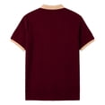 thumbnail image 5 of Men's Textured Knit Polo Shirt, Contrast Collar V Neck Short Sleeve Casual Top for Everyday Wear Wine, 5 of 5