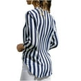 thumbnail image 5 of Jewelreauty Womens Striped Long Sleeve Work Shirts V Neck Curve Hem Loose Shirts Summer Casual Patchwork Tops (3XL, Blue), 5 of 6