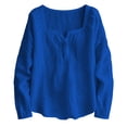 thumbnail image 4 of Women Linen Shirt Oversized Linen Shirts For Women Linen Clothing For Women Boho Peasant Gauze Blouses Peasant Tops For Women Loose Fit Tee Shirt Women Gauze Shirts For Women Blue XL, 4 of 5
