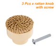 thumbnail image 3 of Uxcell 3 piezas de pomos de ratán redondos de madera con tornillo, color madera, 3 of 4