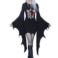 thumbnail image 1 of Vestido gótico de alas de murciélago negras para mujer con estampado de corazones, disfraz de Halloween, ropa de fiesta, moda gótica, 1 of 5