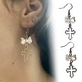 thumbnail image 6 of Sweet Cool Pendant Earring Hollow Cross Bowknot Dangle Earrings Ear Hooks Sweet Cool Drop Earrings Fashion Women Jewelry, 6 of 6