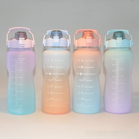 

Hesroicy 2000ml Water Bottle Scale Marker Leakproof Plastic Gradient Colours Drink Jug for Office