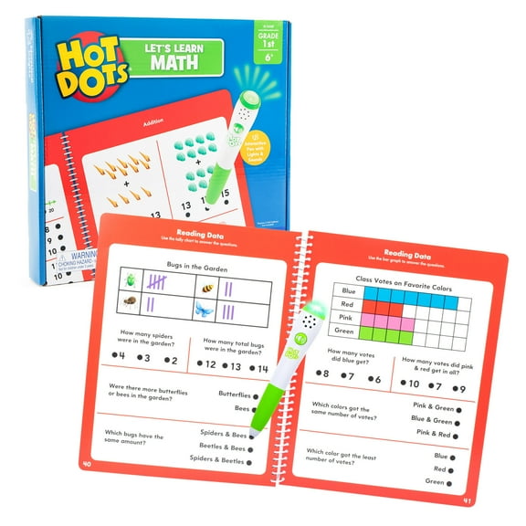 Educational Insights Hot Dots Let's Learn 1st Grade Math, Math Activity Workbook, Ages 6 