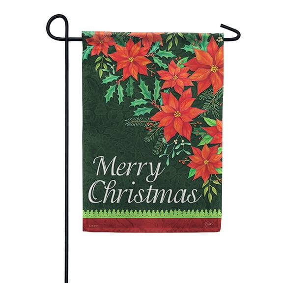 Carson Garden Flag - Red Poinsettias, 12.5 x 18 inch Double Sided Outdoor Yard Decorative Flag