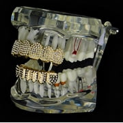 14k Gold Plated Best Grillz Set Top & Bottom Micro Pave Bling Teeth Hip Hop Grills Set